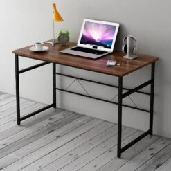 Sleek Design Computer Desk Home Office Table 100 X 50 X 72 Cm , Walnut Colour
