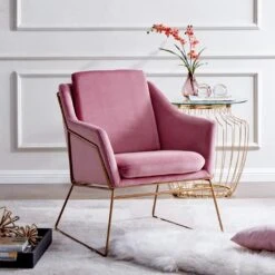 Hedy Accent Chair In Pink Velvet