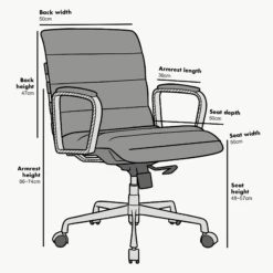 Kingston Vintage Effect Faux Leather Office Chair With Chrome Frame And Aluminium Base Grey -Daals Store LKS 012 CHART