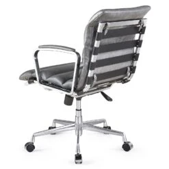 Kingston Vintage Effect Faux Leather Office Chair With Chrome Frame And Aluminium Base Grey -Daals Store LKS 012 GREYPU WB4
