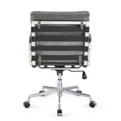 Kingston Vintage Effect Faux Leather Office Chair With Chrome Frame And Aluminium Base Grey -Daals Store LKS 012 GREYPU WB5