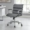 Kingston Vintage Effect Faux Leather Office Chair With Chrome Frame And Aluminium Base Grey 15 Kingston Vintage Effect Faux Leather Office Chair With Chrome Frame And Aluminium Base Grey -Daals Store LKS 012 GREYPU main