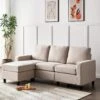Campbell 3 Seater Sofa With Reversible Chaise In Beige Woven Fabric 27 Campbell 3 Seater Sofa With Reversible Chaise In Beige Woven Fabric -Daals Store LVSF 01 BEIGEFAB main