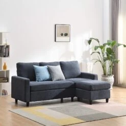 Campbell 3 Seater Sofa With Reversible Chaise In Dark Grey