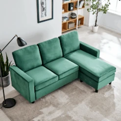 Campbell 3 Seater Sofa With Reversible Chaise In Green Velvet -Daals Store LVSF 01 GREENVEL scene3