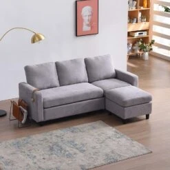 Campbell 3 Seater Sofa With Reversible Chaise In Light Grey -Daals Store LVSF 01 LGREY scene3