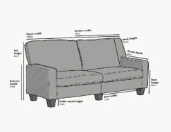 Sherbrook 3 Seater Fabric Sofa With Contrasting Trim In Light Grey Fabric 15 Sherbrook 3 Seater Fabric Sofa With Contrasting Trim In Light Grey Fabric -Daals Store LVSF 02 3ST CHART