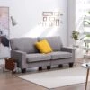 Sherbrook 3 Seater Fabric Sofa With Contrasting Trim In Light Grey Fabric