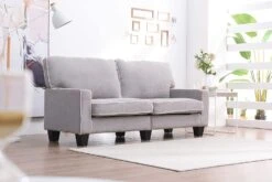 Sherbrook 3 Seater Fabric Sofa With Contrasting Trim In Light Grey Fabric 10 Sherbrook 3 Seater Fabric Sofa With Contrasting Trim In Light Grey Fabric -Daals Store LVSF 02 LGREY 3ST scene2