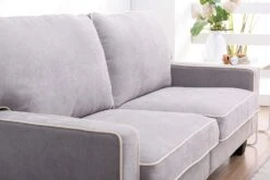 Sherbrook 3 Seater Fabric Sofa With Contrasting Trim In Light Grey Fabric 12 Sherbrook 3 Seater Fabric Sofa With Contrasting Trim In Light Grey Fabric -Daals Store LVSF 02 LGREY 3ST scene4