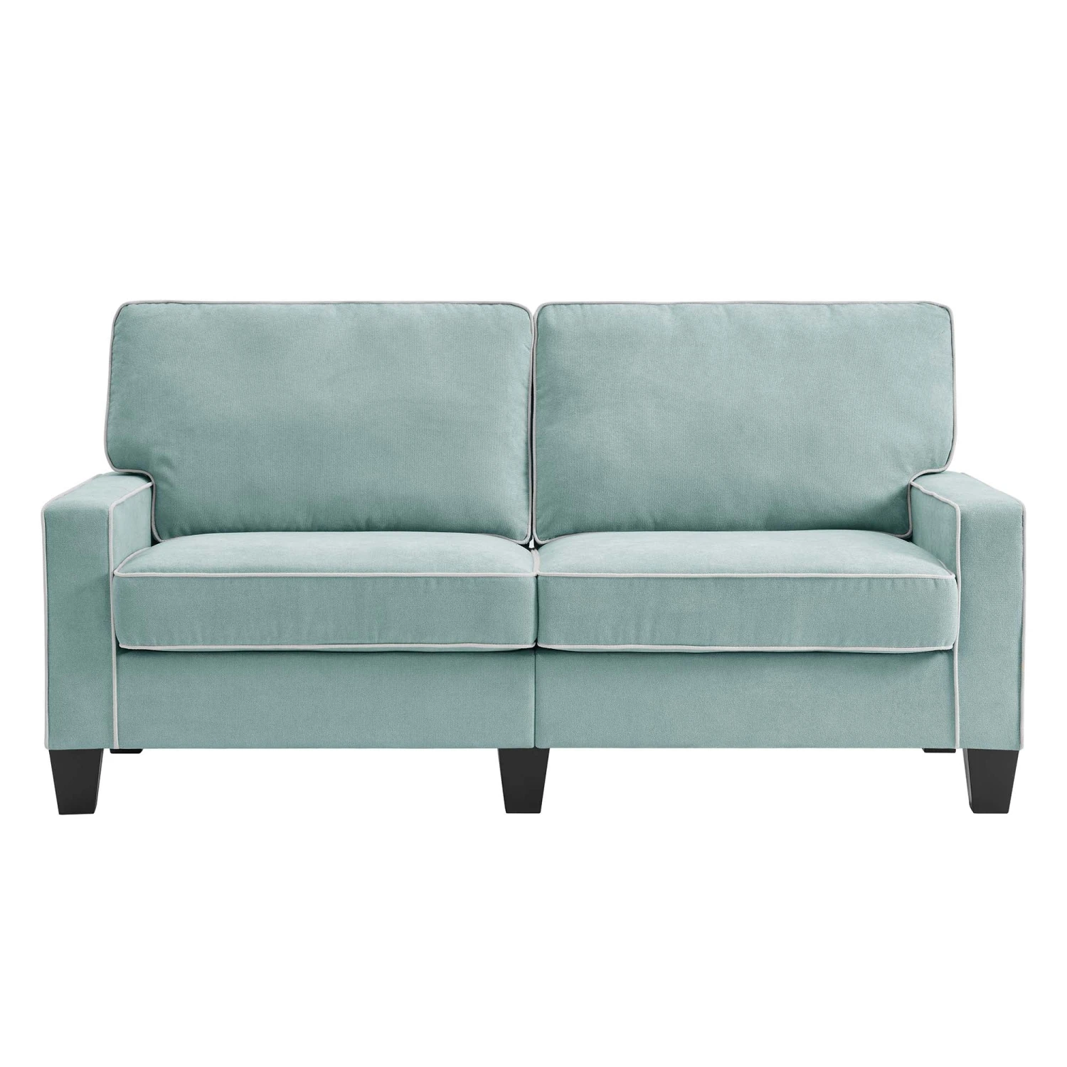 Sherbrook Large 2-Seater Mint Brushed Fabric Sofa With Contrasting Piping 3 Sherbrook Large 2-Seater Mint Brushed Fabric Sofa With Contrasting Piping - Image 3