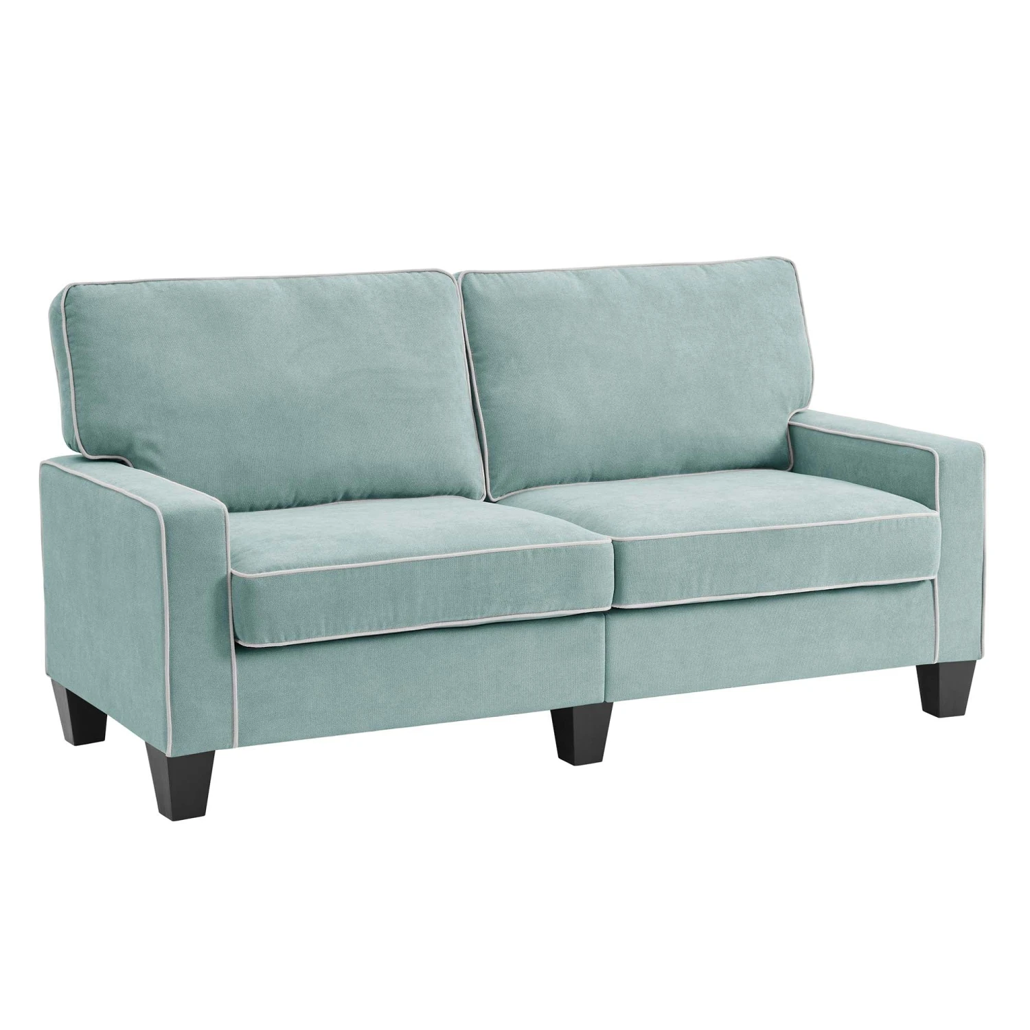 Sherbrook Large 2-Seater Mint Brushed Fabric Sofa With Contrasting Piping 4 Sherbrook Large 2-Seater Mint Brushed Fabric Sofa With Contrasting Piping - Image 4