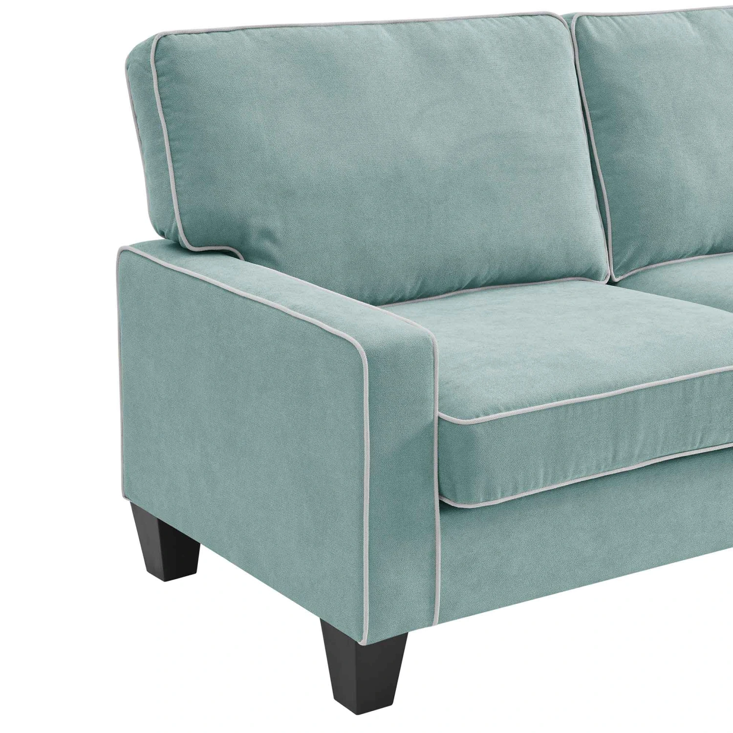 Sherbrook Large 2-Seater Mint Brushed Fabric Sofa With Contrasting Piping 7 Sherbrook Large 2-Seater Mint Brushed Fabric Sofa With Contrasting Piping - Image 7