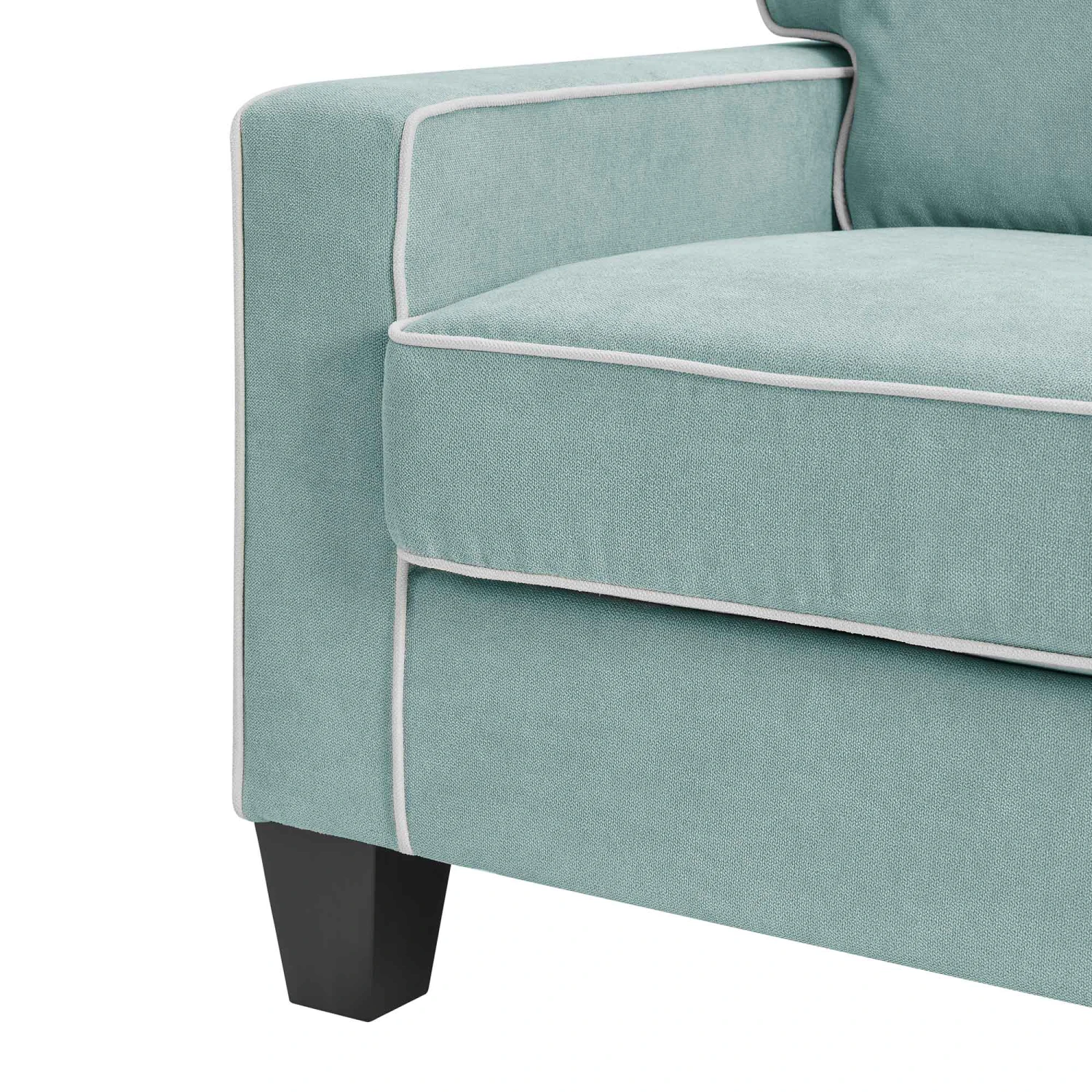 Sherbrook Large 2-Seater Mint Brushed Fabric Sofa With Contrasting Piping 8 Sherbrook Large 2-Seater Mint Brushed Fabric Sofa With Contrasting Piping - Image 8