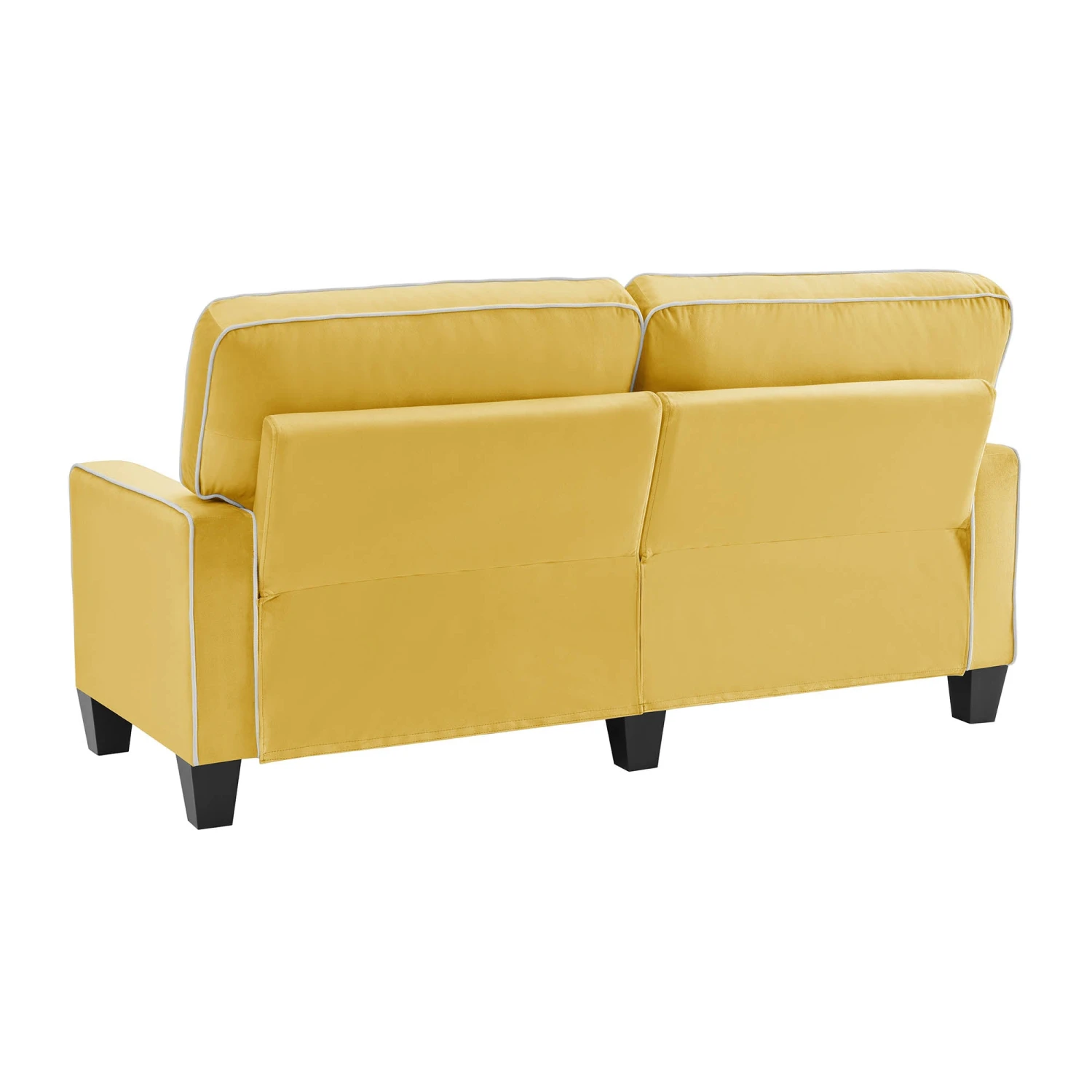 Sherbrook Large 2-Seater Mustard Yellow Velvet Sofa With Contrasting Piping 6 Sherbrook Large 2-Seater Mustard Yellow Velvet Sofa With Contrasting Piping - Image 6