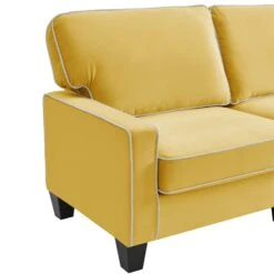Sherbrook Large 2-Seater Mustard Yellow Velvet Sofa With Contrasting Piping 14 Sherbrook Large 2-Seater Mustard Yellow Velvet Sofa With Contrasting Piping -Daals Store LVSF 02 MUSTARD 3ST detail1