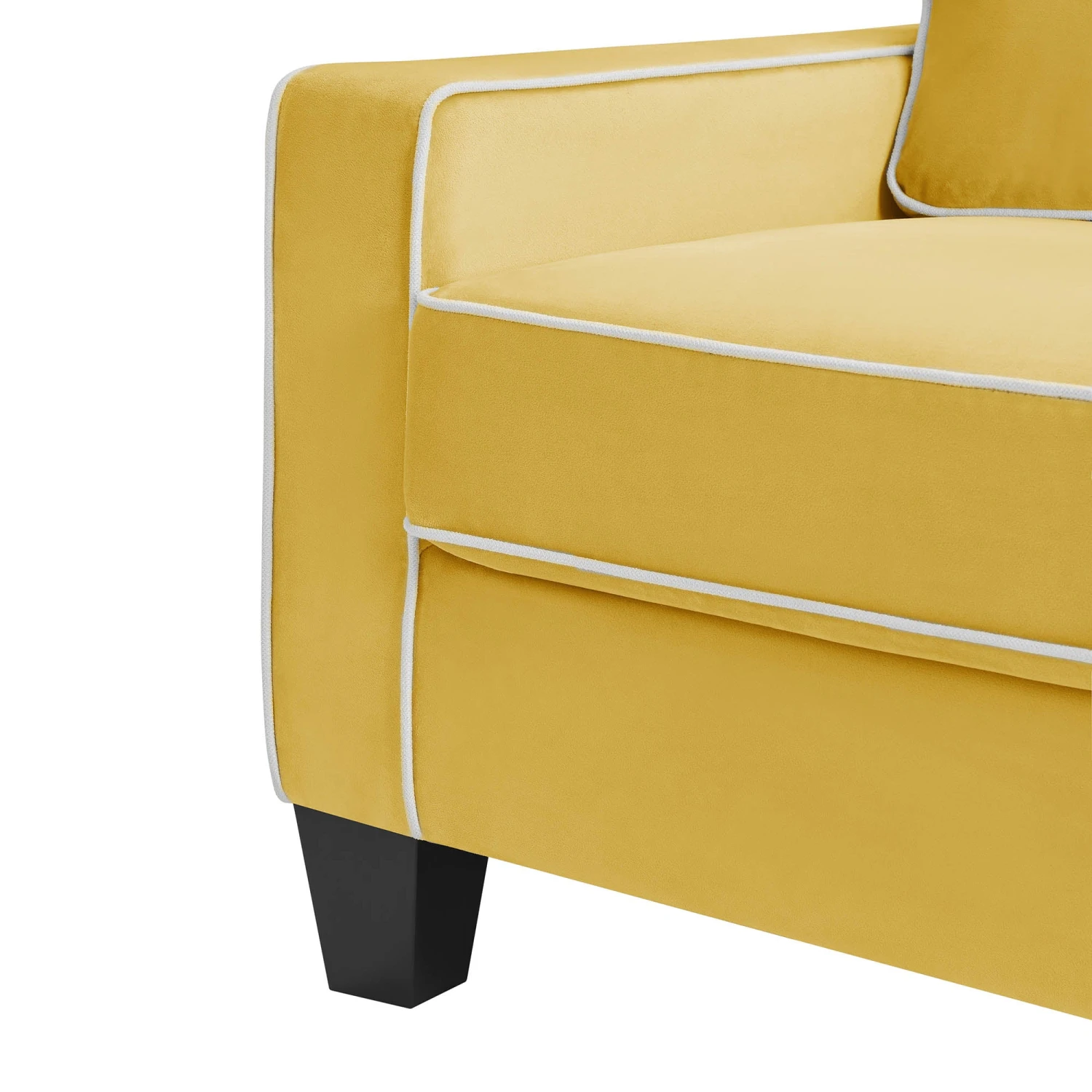 Sherbrook Large 2-Seater Mustard Yellow Velvet Sofa With Contrasting Piping 8 Sherbrook Large 2-Seater Mustard Yellow Velvet Sofa With Contrasting Piping - Image 8