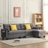 Brunswick Large 4-Seater Storage Chaise Sofa In Dark Grey -Daals Store LVSF 03 DARKGREY main