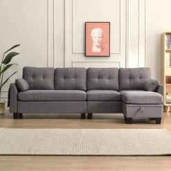 Brunswick Large 4-Seater Storage Chaise Sofa In Dark Grey -Daals Store LVSF 03 DARKGREY scene2