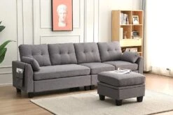 Brunswick Large 4-Seater Storage Chaise Sofa In Dark Grey -Daals Store LVSF 03 DARKGREY scene3