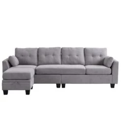 Brunswick Large 4-Seater Storage Chaise Sofa In Light Grey 17 Brunswick Large 4-Seater Storage Chaise Sofa In Light Grey -Daals Store LVSF 03 LIGHTGREY WB1
