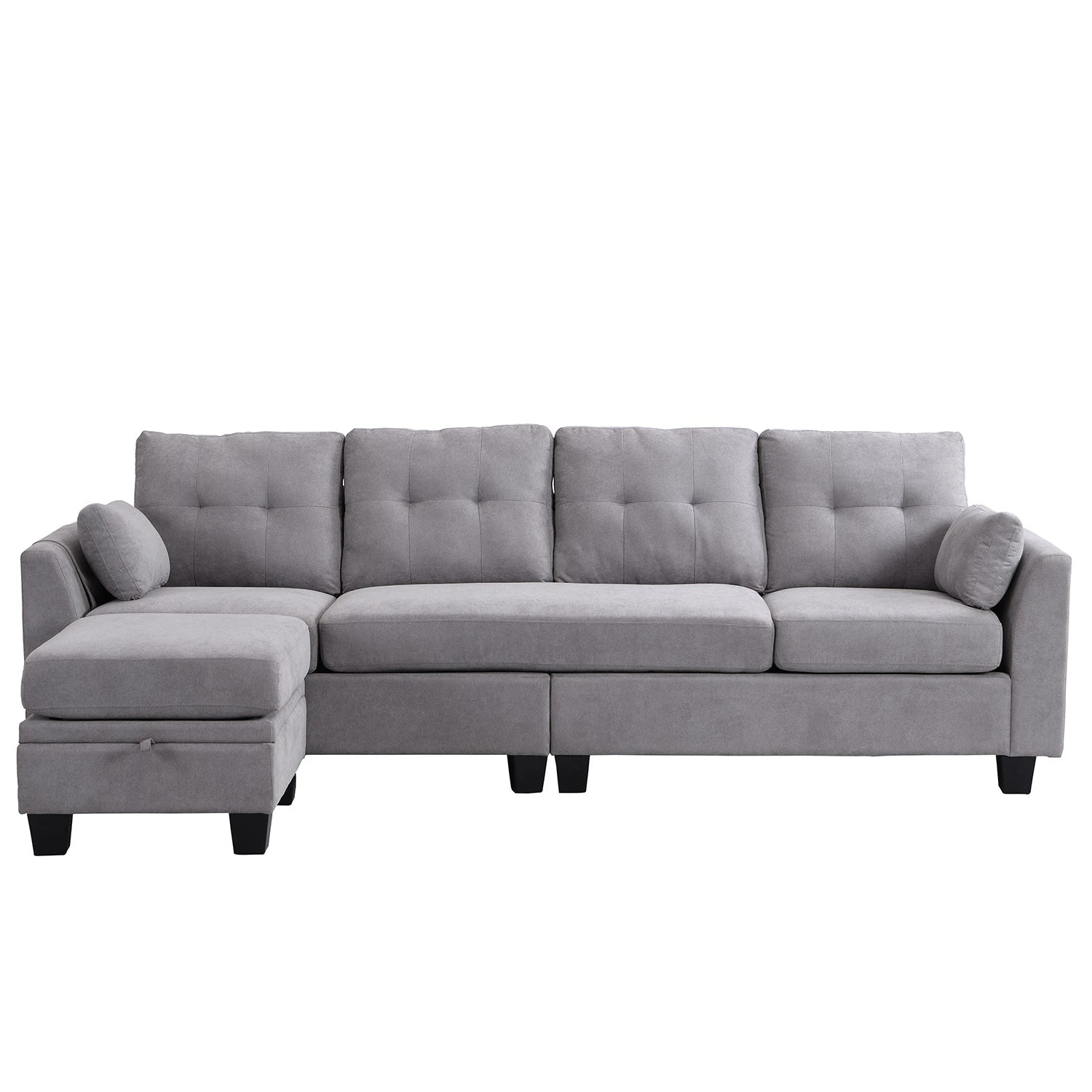 Brunswick Large 4-Seater Storage Chaise Sofa In Light Grey 5 Brunswick Large 4-Seater Storage Chaise Sofa In Light Grey - Image 5