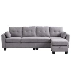 Brunswick Large 4-Seater Storage Chaise Sofa In Light Grey 18 Brunswick Large 4-Seater Storage Chaise Sofa In Light Grey -Daals Store LVSF 03 LIGHTGREY WB2
