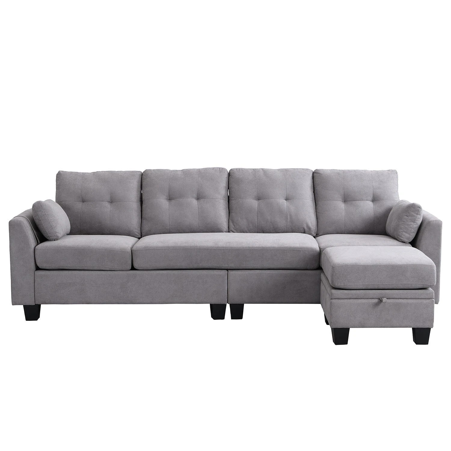 Brunswick Large 4-Seater Storage Chaise Sofa In Light Grey 6 Brunswick Large 4-Seater Storage Chaise Sofa In Light Grey - Image 6