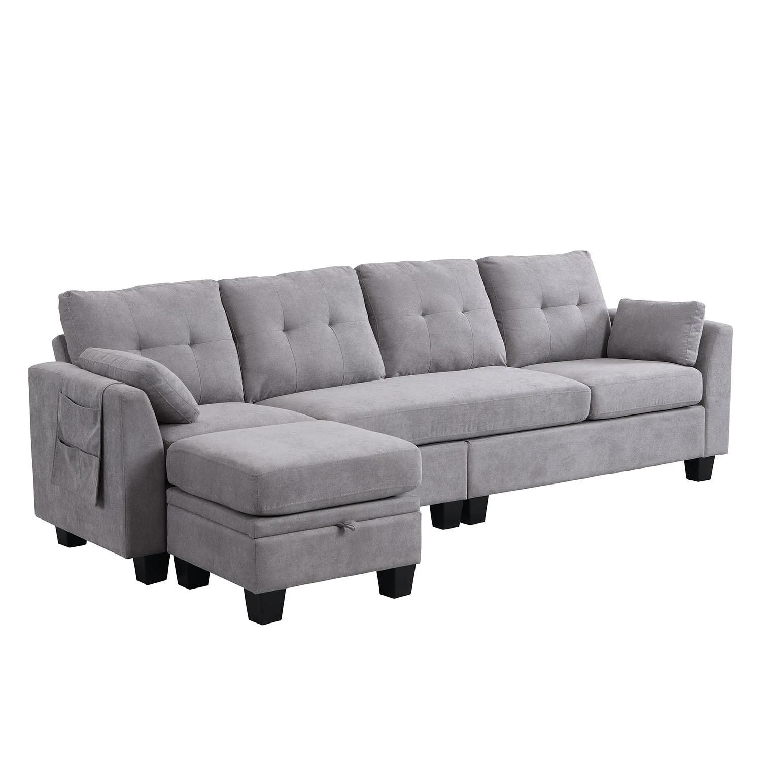 Brunswick Large 4-Seater Storage Chaise Sofa In Light Grey 8 Brunswick Large 4-Seater Storage Chaise Sofa In Light Grey - Image 8