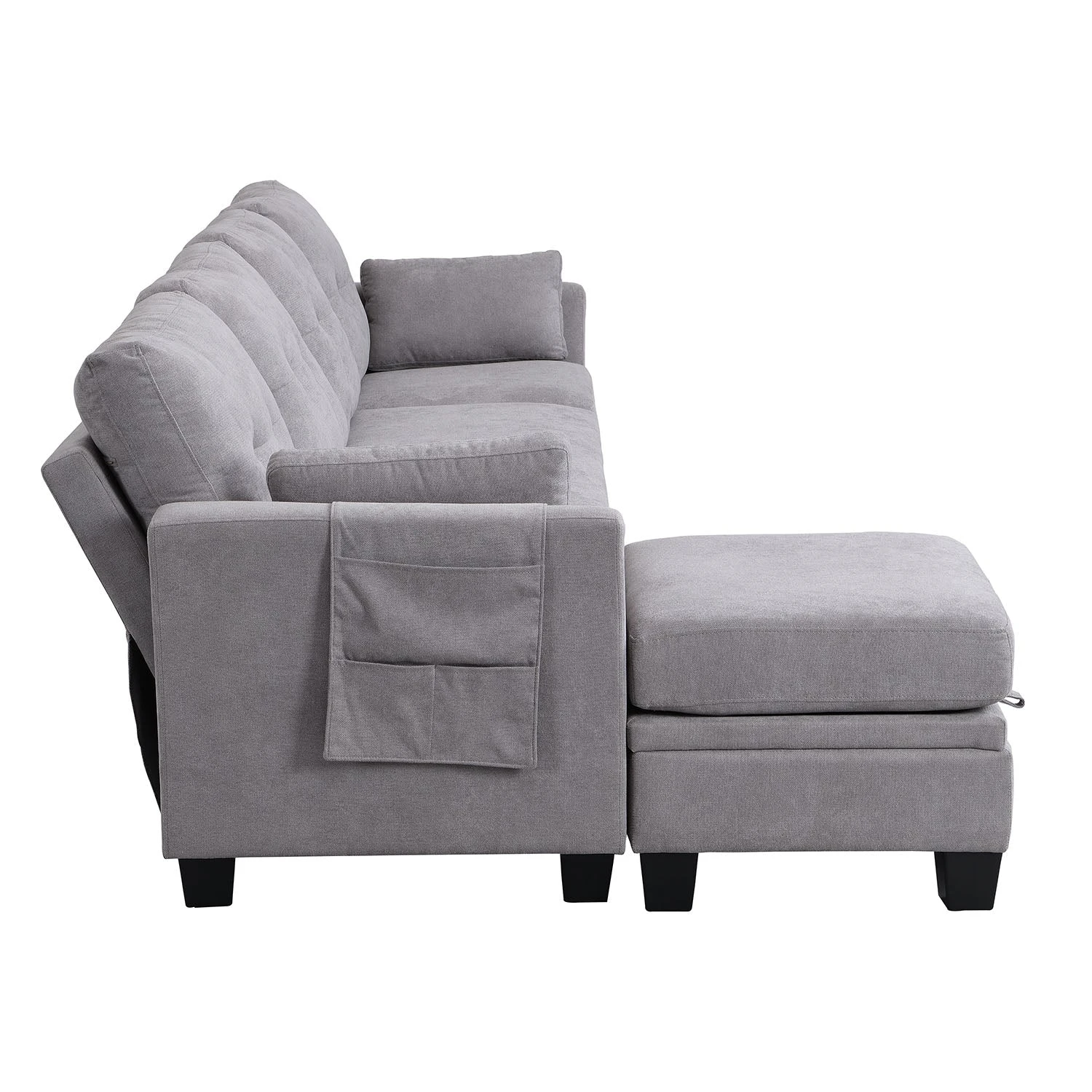 Brunswick Large 4-Seater Storage Chaise Sofa In Light Grey 9 Brunswick Large 4-Seater Storage Chaise Sofa In Light Grey - Image 9