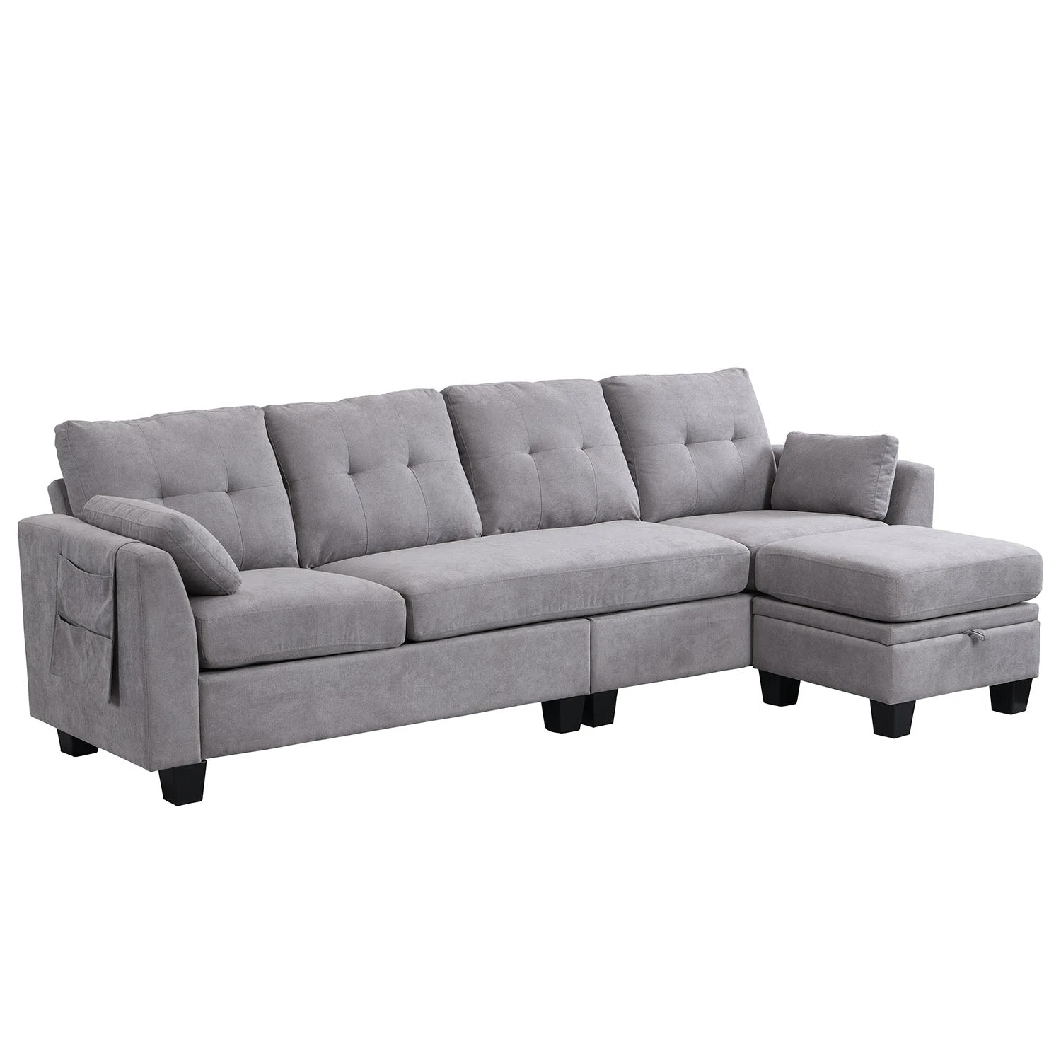 Brunswick Large 4-Seater Storage Chaise Sofa In Light Grey 10 Brunswick Large 4-Seater Storage Chaise Sofa In Light Grey - Image 10