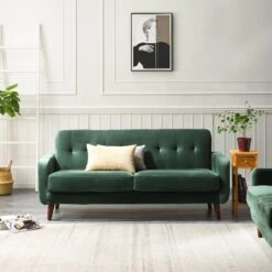 Clarence Sofa Range In Green Velvet -Daals Store LVSF 06 GREENVEL 3ST main