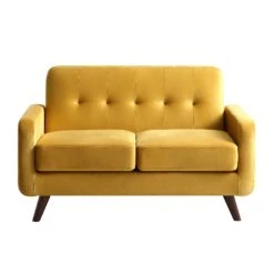 Clarence 2-Seater Sofa In Mustard Yellow Velvet -Daals Store LVSF 06 MUSTARDVEL 2ST WB1