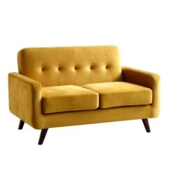 Clarence 2-Seater Sofa In Mustard Yellow Velvet -Daals Store LVSF 06 MUSTARDVEL 2ST WB2