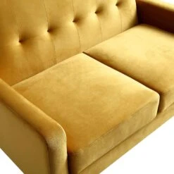 Clarence 2-Seater Sofa In Mustard Yellow Velvet -Daals Store LVSF 06 MUSTARDVEL 2ST detail1