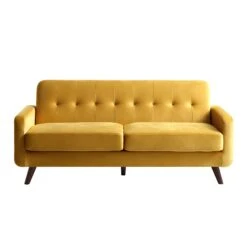 Clarence 3-Seater Sofa In Mustard Yellow Velvet -Daals Store LVSF 06 MUSTARDVEL 3ST WB1