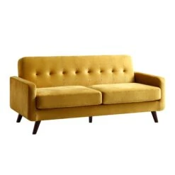 Clarence 3-Seater Sofa In Mustard Yellow Velvet -Daals Store LVSF 06 MUSTARDVEL 3ST WB2