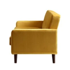 Clarence 3-Seater Sofa In Mustard Yellow Velvet -Daals Store LVSF 06 MUSTARDVEL 3ST WB4