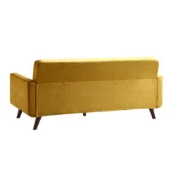 Clarence 3-Seater Sofa In Mustard Yellow Velvet -Daals Store LVSF 06 MUSTARDVEL 3ST WB5