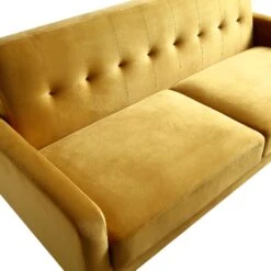 Clarence 3-Seater Sofa In Mustard Yellow Velvet -Daals Store LVSF 06 MUSTARDVEL 3ST detail1