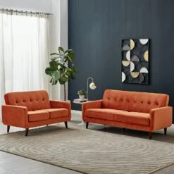 Clarence Sofa Range In Burnt Orange Velvet