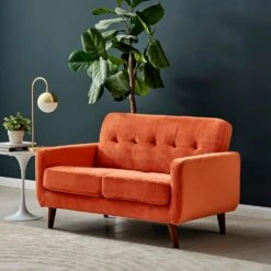 Clarence Sofa Range In Burnt Orange Velvet -Daals Store LVSF 06 ORANGE 2ST scene1