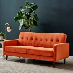 Clarence Sofa Range In Burnt Orange Velvet -Daals Store LVSF 06 ORANGE 3ST main