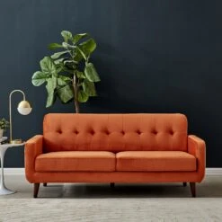 Clarence Sofa Range In Burnt Orange Velvet -Daals Store LVSF 06 ORANGE 3ST scene1
