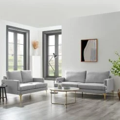 Haven Grey Fabric 2-Seater Sofa -Daals Store LVSF 169 LGREYFAB set scene