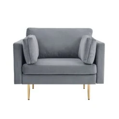 Pelham Grey Velvet Fabric Armchair 9 Pelham Grey Velvet Fabric Armchair -Daals Store LVSF 386 GREYVEL 1ST WB1