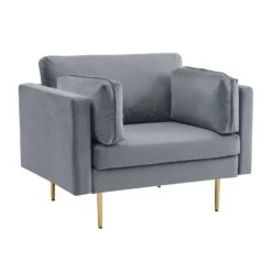 Pelham Grey Velvet Fabric Armchair 10 Pelham Grey Velvet Fabric Armchair -Daals Store LVSF 386 GREYVEL 1ST WB2