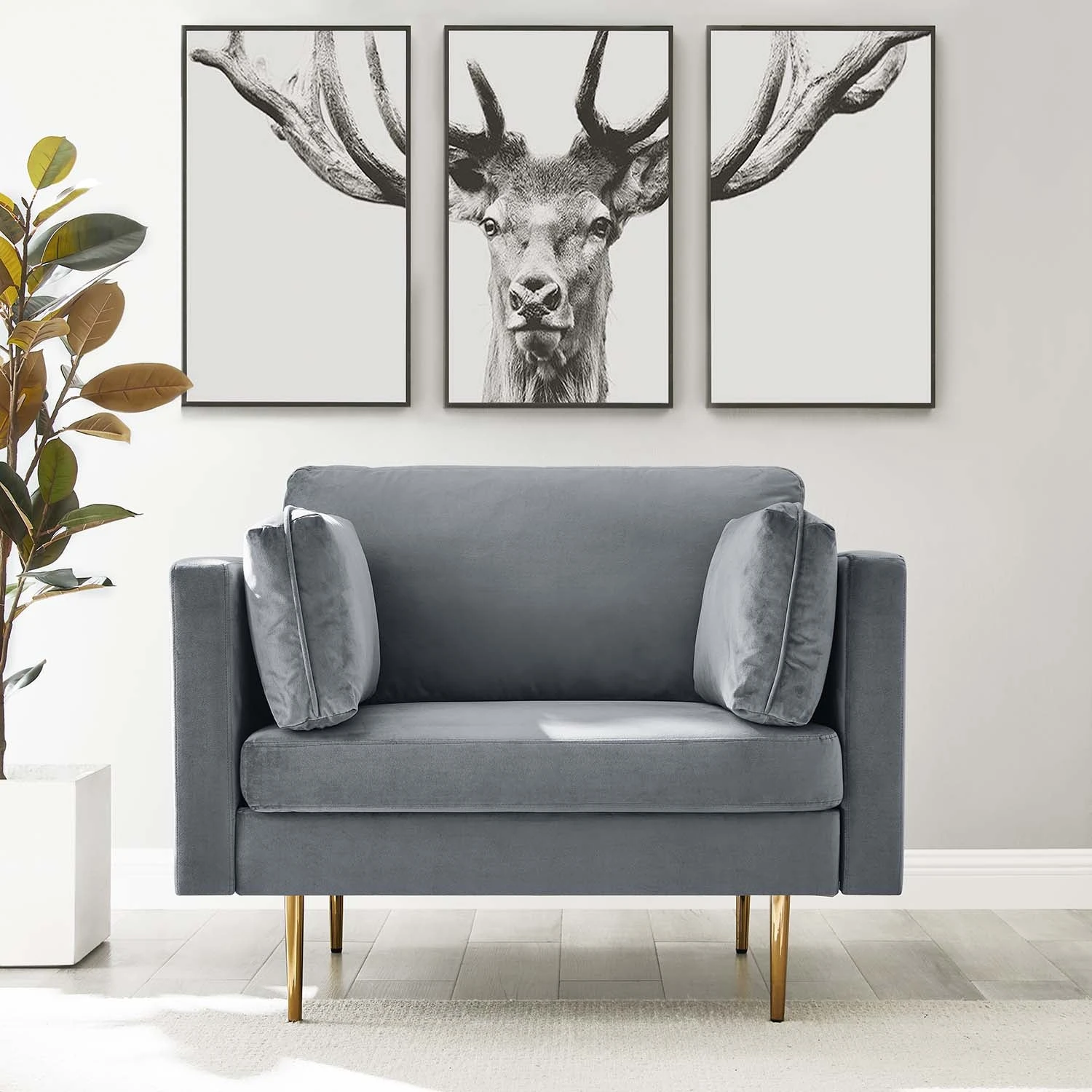 Pelham Grey Velvet Fabric Armchair 2 Pelham Grey Velvet Fabric Armchair - Image 2