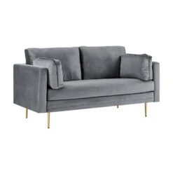 Pelham Grey Velvet Fabric Sofa 20 Pelham Grey Velvet Fabric Sofa -Daals Store LVSF 386 GREYVEL 2ST WB1