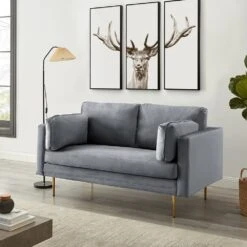 Pelham Grey Velvet Fabric Sofa 19 Pelham Grey Velvet Fabric Sofa -Daals Store LVSF 386 GREYVEL 2ST scene1